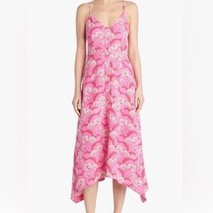 A.L.C. Marissa Shark‎ Bite Hem Silk & Linen Dress Pink